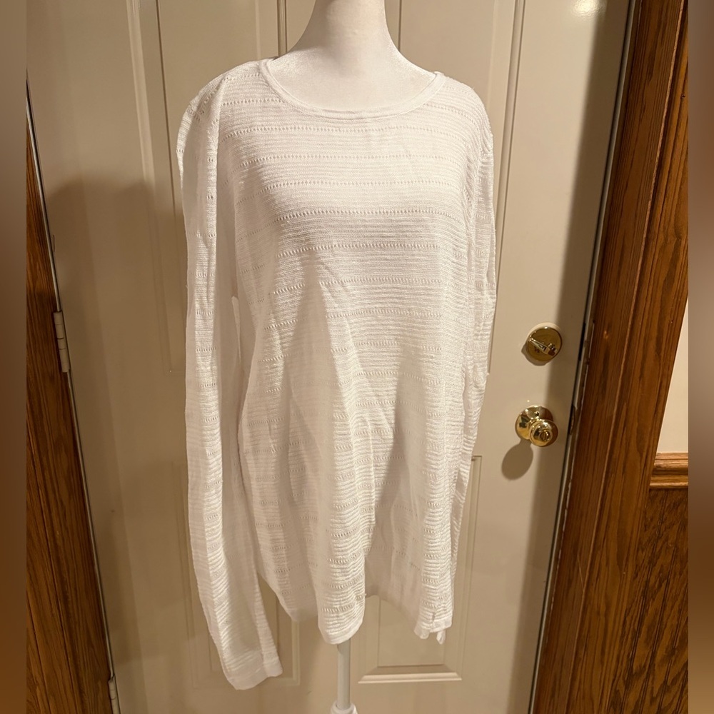 Cynthia Rowley White 100% Linen Knit Sweater Size Large